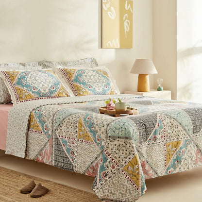 Karaca Home Edella 100% Cotton Single Duvet Cover Set - Multicolor, 200.22.12.0100