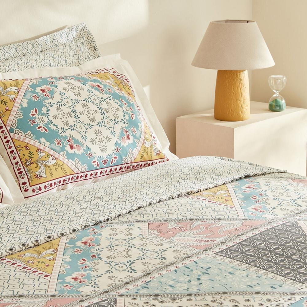 Karaca Home Edella 100% Cotton Single Duvet Cover Set - Multicolor, 200.22.12.0100