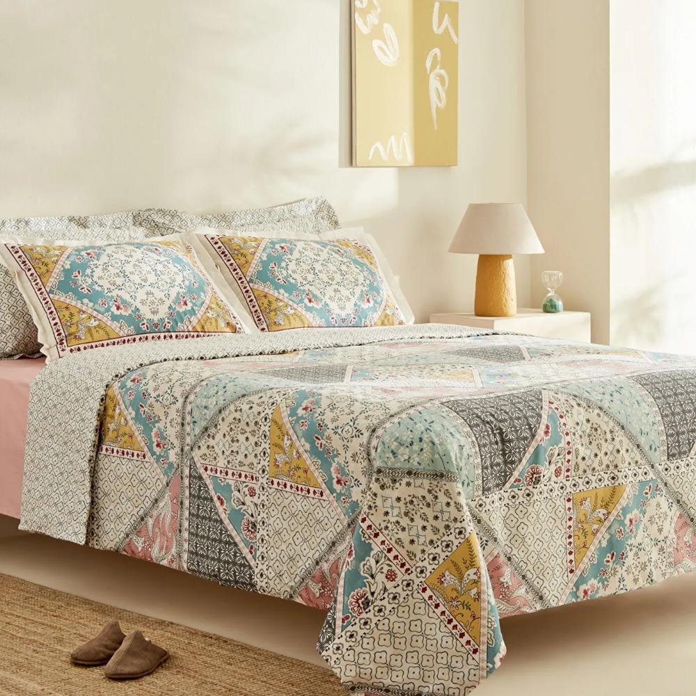 Karaca Home Edella 100% Cotton Single Duvet Cover Set - Multicolor, 200.22.12.0100