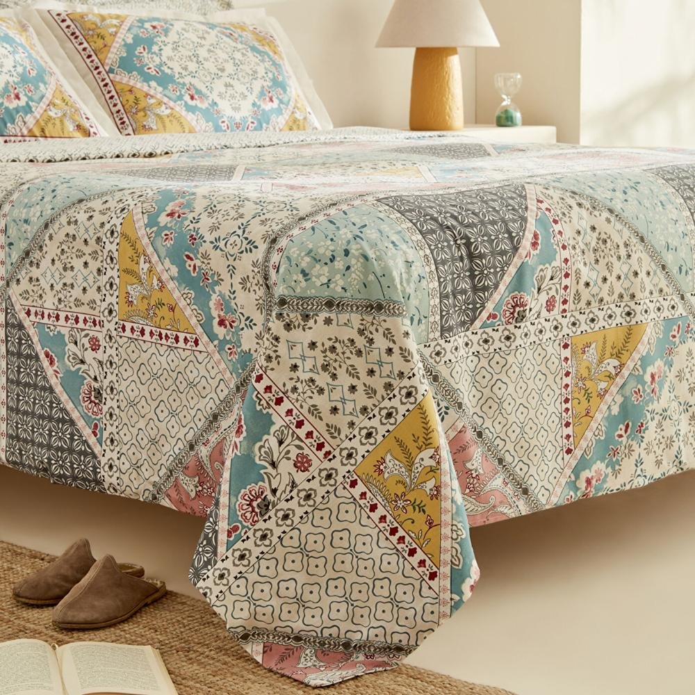 Karaca Home Edella 100% Cotton Single Duvet Cover Set - Multicolor, 200.22.12.0100