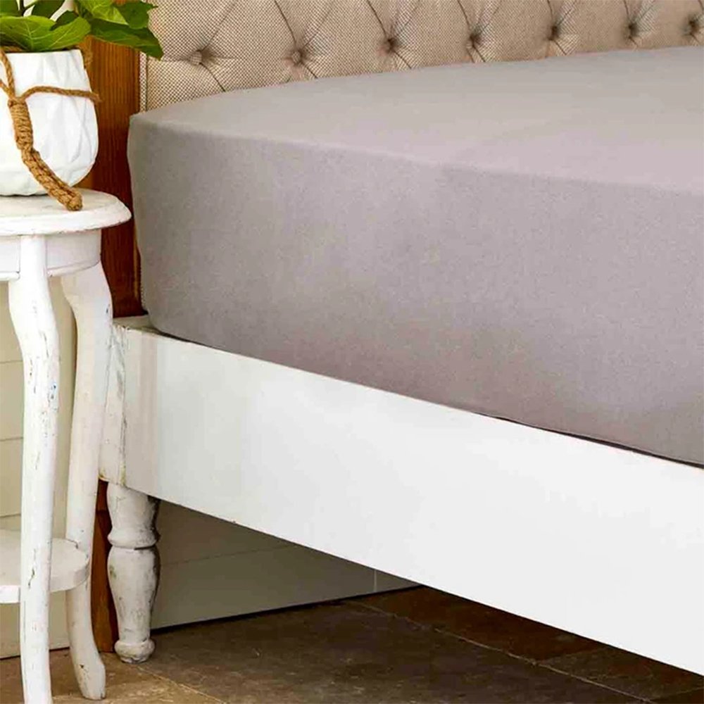 Karaca Home Grey Combed Cotton Fitted-Elastic Double Bed Sheet [160x200 + 30cm], 200.16.01.0318