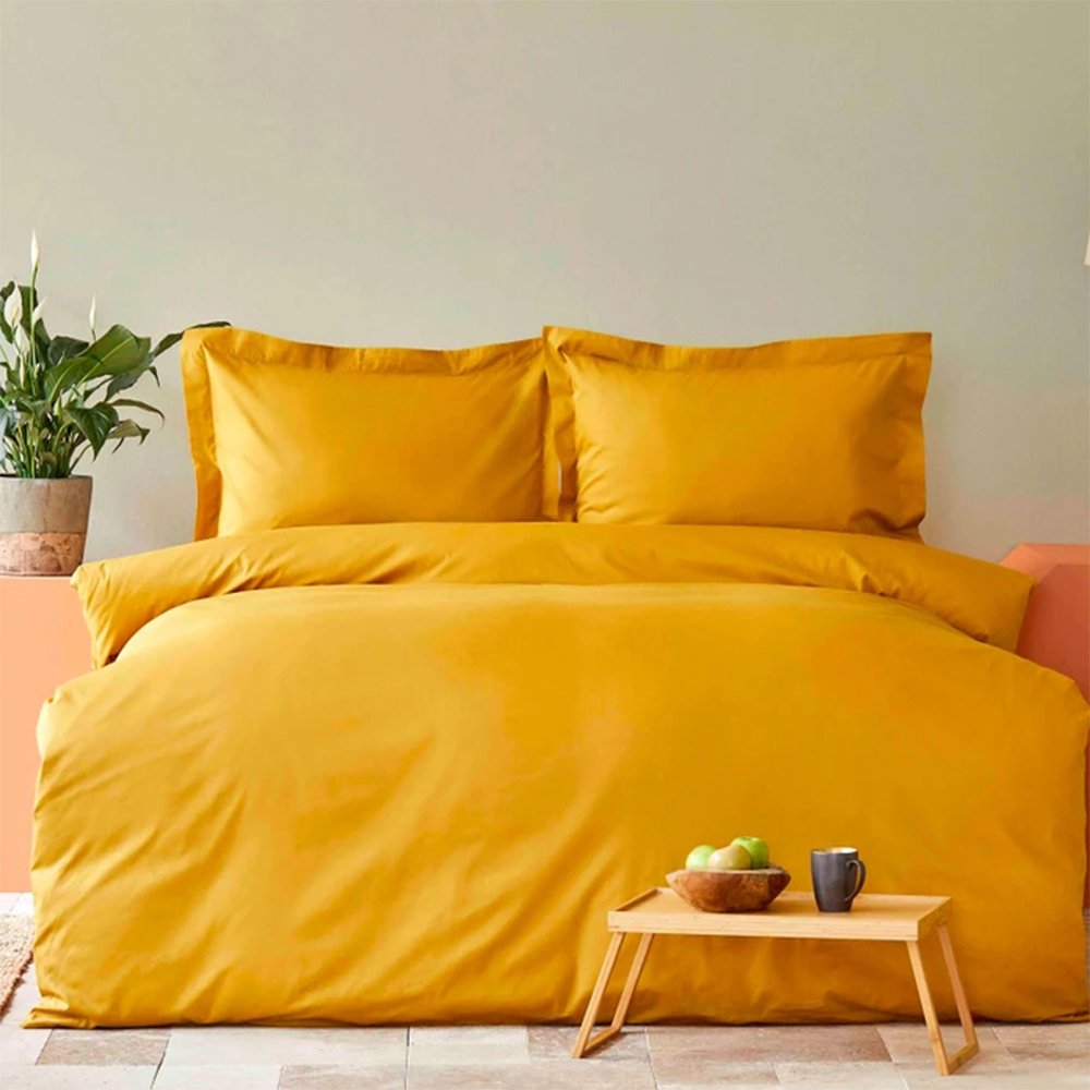 Karaca Home Back To Basic Mustard 100% Cotton Double Duvet Cover Set, 200.18.01.0049