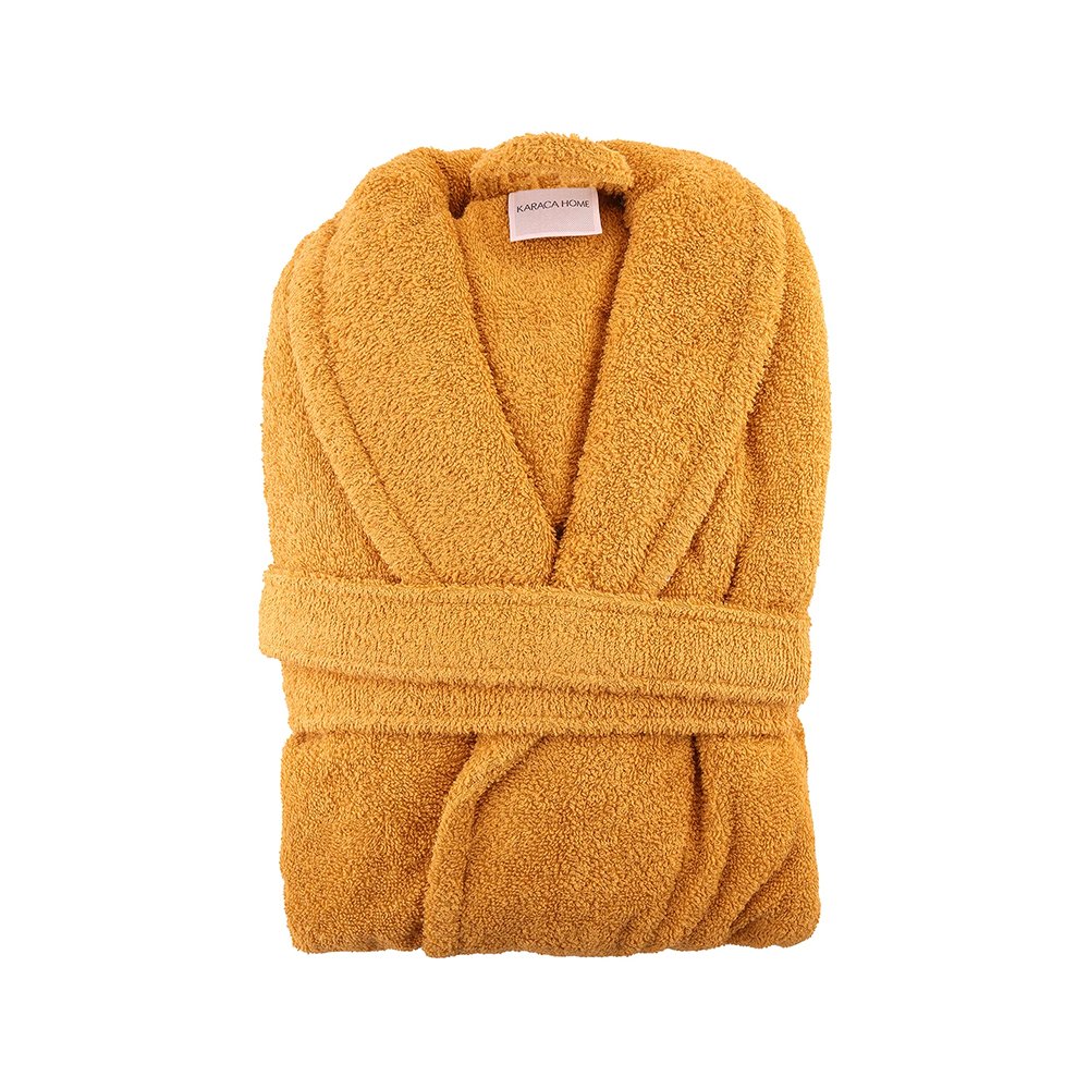 Karaca Home Back To Basic Mustard 100% Cotton Bathrobe S/M, 200.18.01.0226