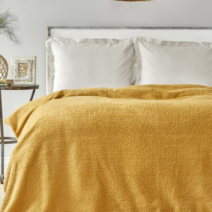 Karaca Home Faye Double Sherpa Blanket 200 × 220 cm – Mustard, 200.18.01.0798
