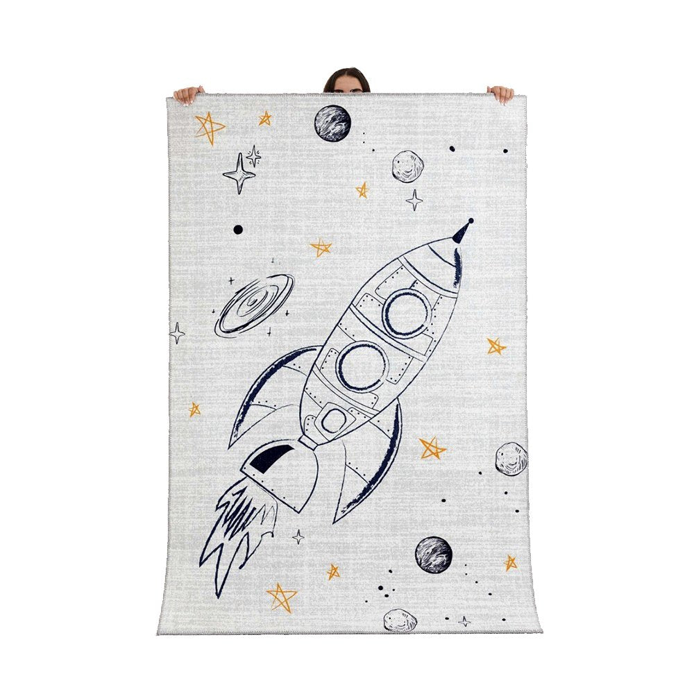 Karaca Home Cashmere Carpet Decorative Art Child-Young Spaceship 80x150cm, 200.19.01.1485