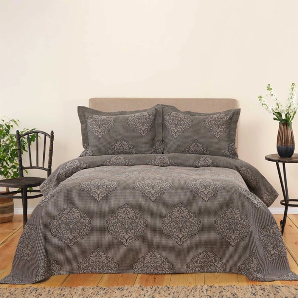 Karaca Home Amelie Black Double Bedspread Set, 200.20.01.0492