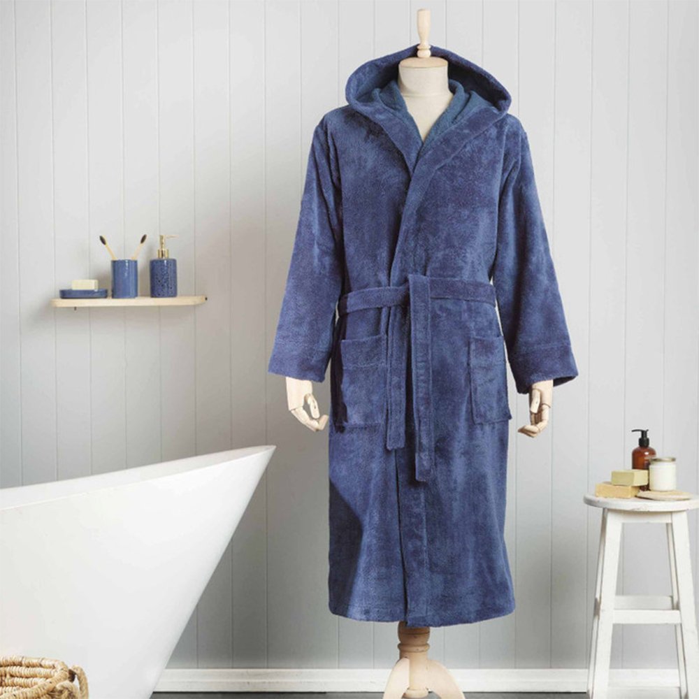 Karaca Home Motto 100% Cotton L/XL Bathrobe – Indigo, 200.21.01.0337