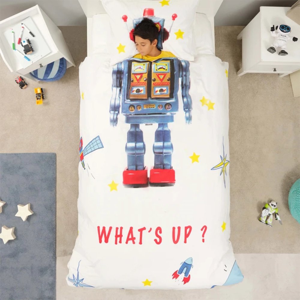 Karaca Home Young Robot 100% Cotton Single Duvet Cover Set, 200.21.01.0442