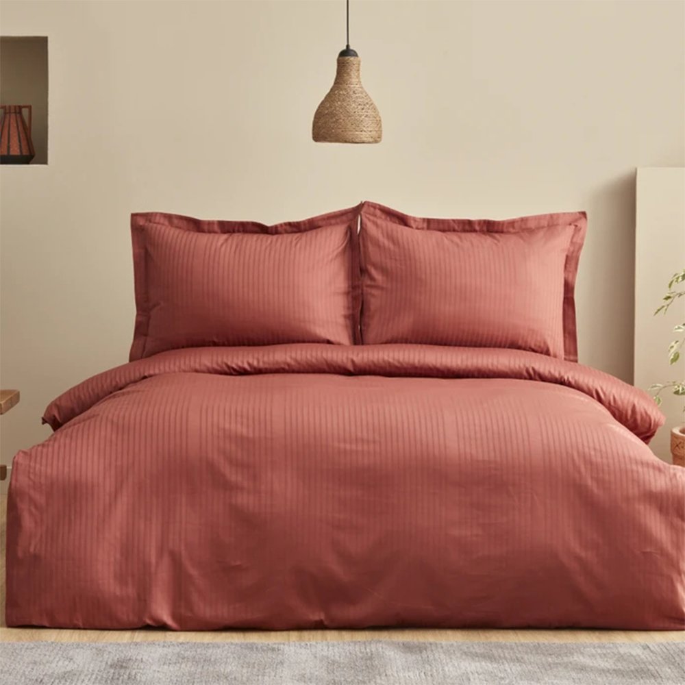 Karaca Home Uniq 100% Cotton Single Satin Duvet Cover Set [Terracotta], 200.21.01.0696