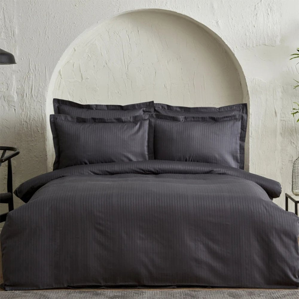Karaca Home Uniq 100% Cotton Satin Double Duvet Cover Set [Anthracite], 200.21.01.0701
