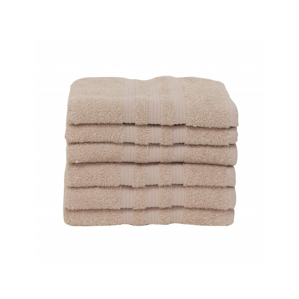 Karaca Home Road 100% Cotton 6-Piece Face Towel Set 50 × 90 cm – Beige, 200.21.01.0738