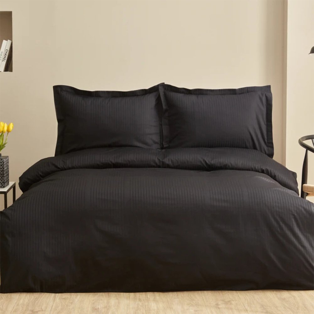 Karaca Home Uniq 100% Cotton Single Satin Duvet Cover Set [Black], 200.21.01.0751