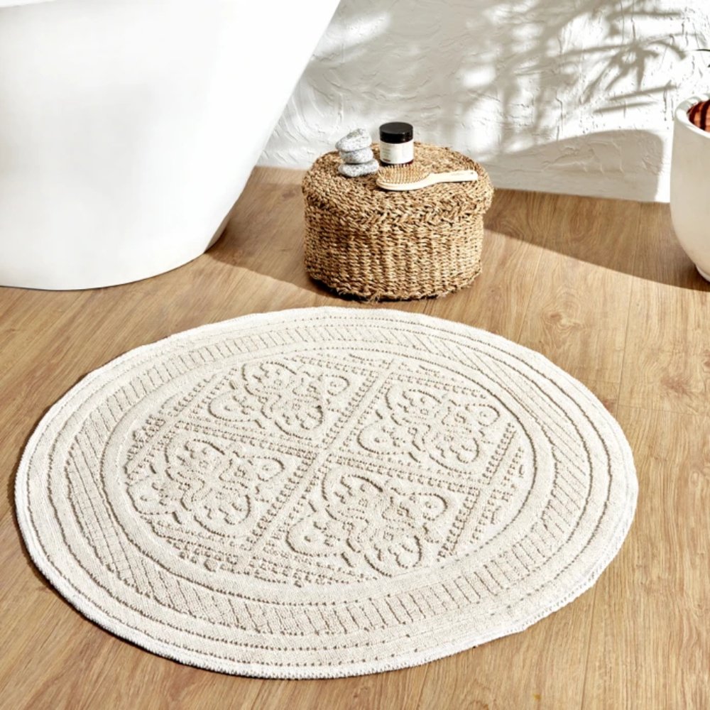 Karaca Home Vio Round Bath Mat 100 x 100 cm – Ecru, 200.22.02.0015