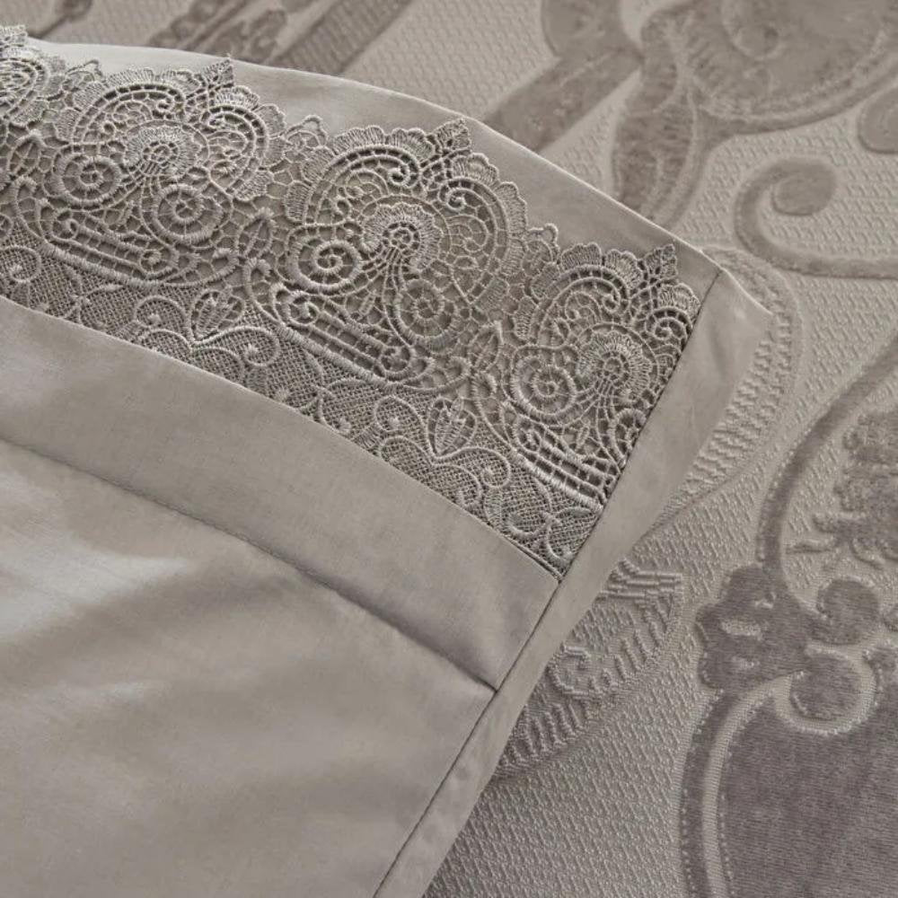 Karaca Home Valeria Grey Queen 8-Piece Bridal Bedding Set, 200.22.04.0331