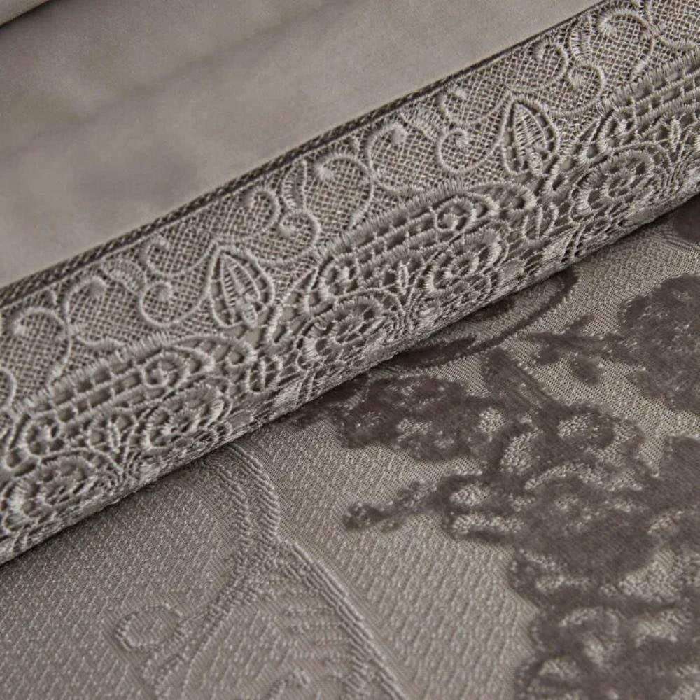 Karaca Home Valeria Grey Queen 8-Piece Bridal Bedding Set, 200.22.04.0331