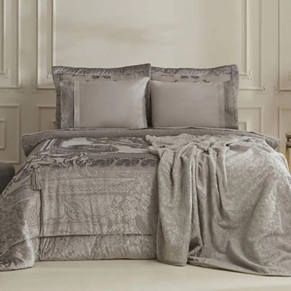 Karaca Home Valeria Grey Queen 8-Piece Bridal Bedding Set, 200.22.04.0331