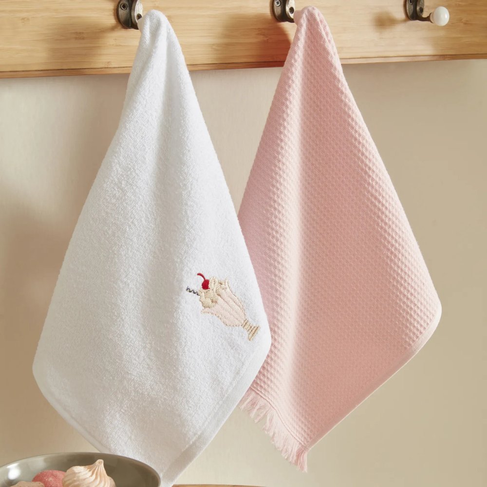 Karaca Home Beverage Kitchen Towel 2-Piece Set 40 x 60 cm, 100% Cotton, 200.22.05.0233