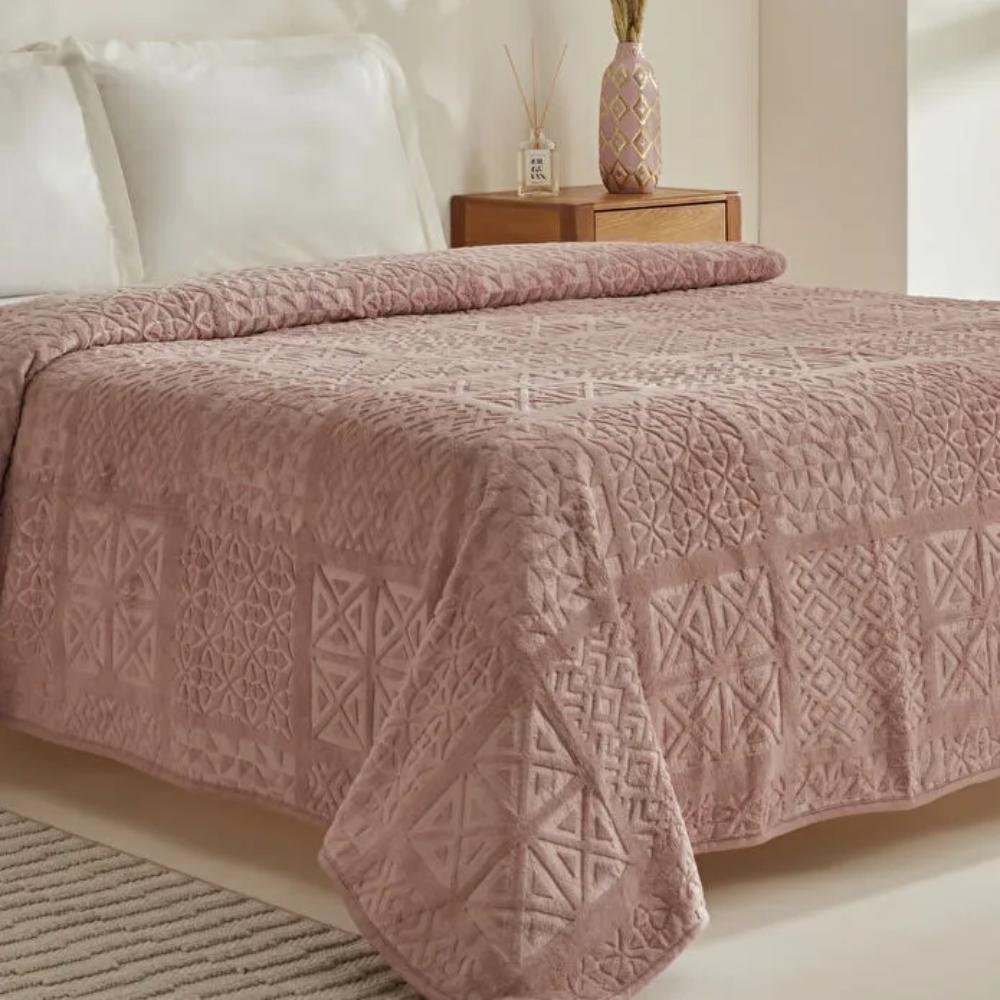 Karaca Home Blair Single Embossed Blanket 160x220 cm - Powder Pink, 200.22.05.0308