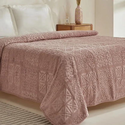 Karaca Home Blair Single Embossed Blanket 160x220 cm - Powder Pink, 200.22.05.0308