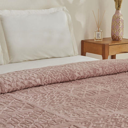Karaca Home Blair Single Embossed Blanket 160x220 cm - Powder Pink, 200.22.05.0308