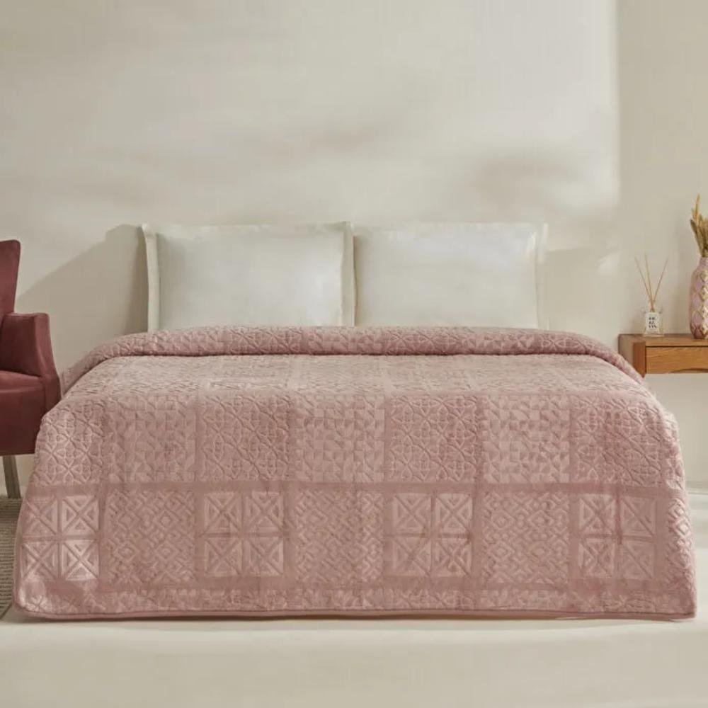 Karaca Home Blair Single Embossed Blanket 160x220 cm - Powder Pink, 200.22.05.0308