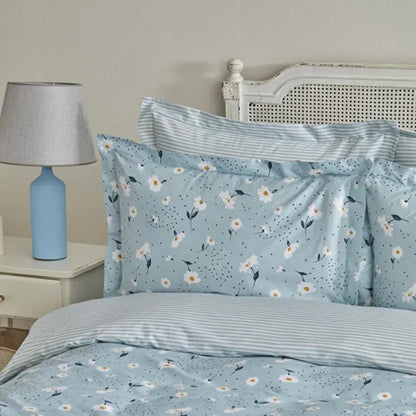 Karaca Home Daisy 100% Cotton Single Duvet Cover Set 160x220 cm - Blue, 200.22.08.0036
