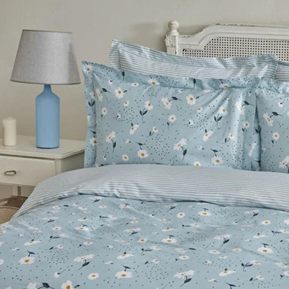 Karaca Home Daisy 100% Cotton Single Duvet Cover Set 160x220 cm - Blue, 200.22.08.0036