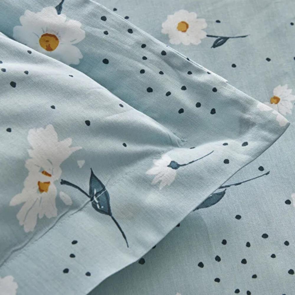 Karaca Home Daisy 100% Cotton Single Duvet Cover Set 160x220 cm - Blue, 200.22.08.0036
