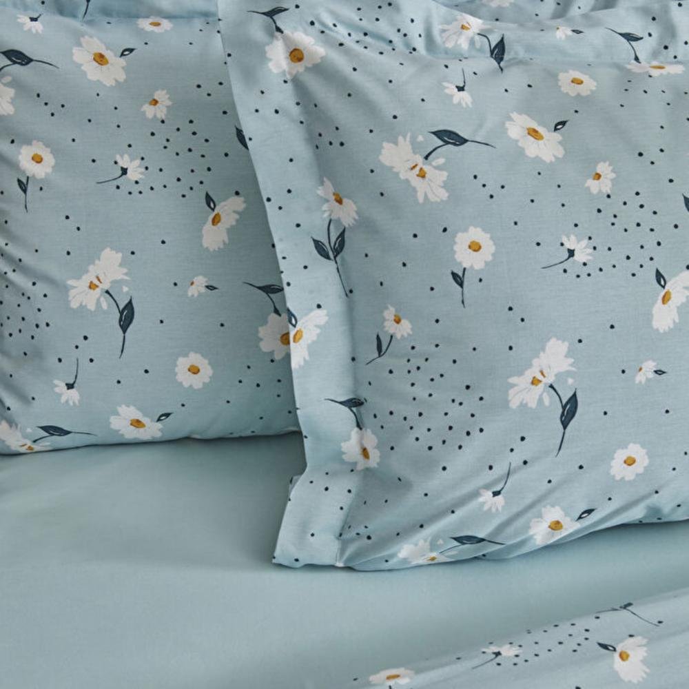 Karaca Home Daisy 100% Cotton Single Duvet Cover Set 160x220 cm - Blue, 200.22.08.0036