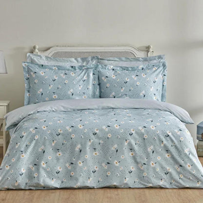Karaca Home Daisy 100% Cotton Single Duvet Cover Set 160x220 cm - Blue, 200.22.08.0036