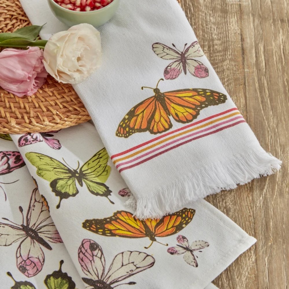 Karaca Home Butterfly 100% Cotton Kitchen Towel 2-Piece Set 40 x 60 cm, 200.22.11.0071
