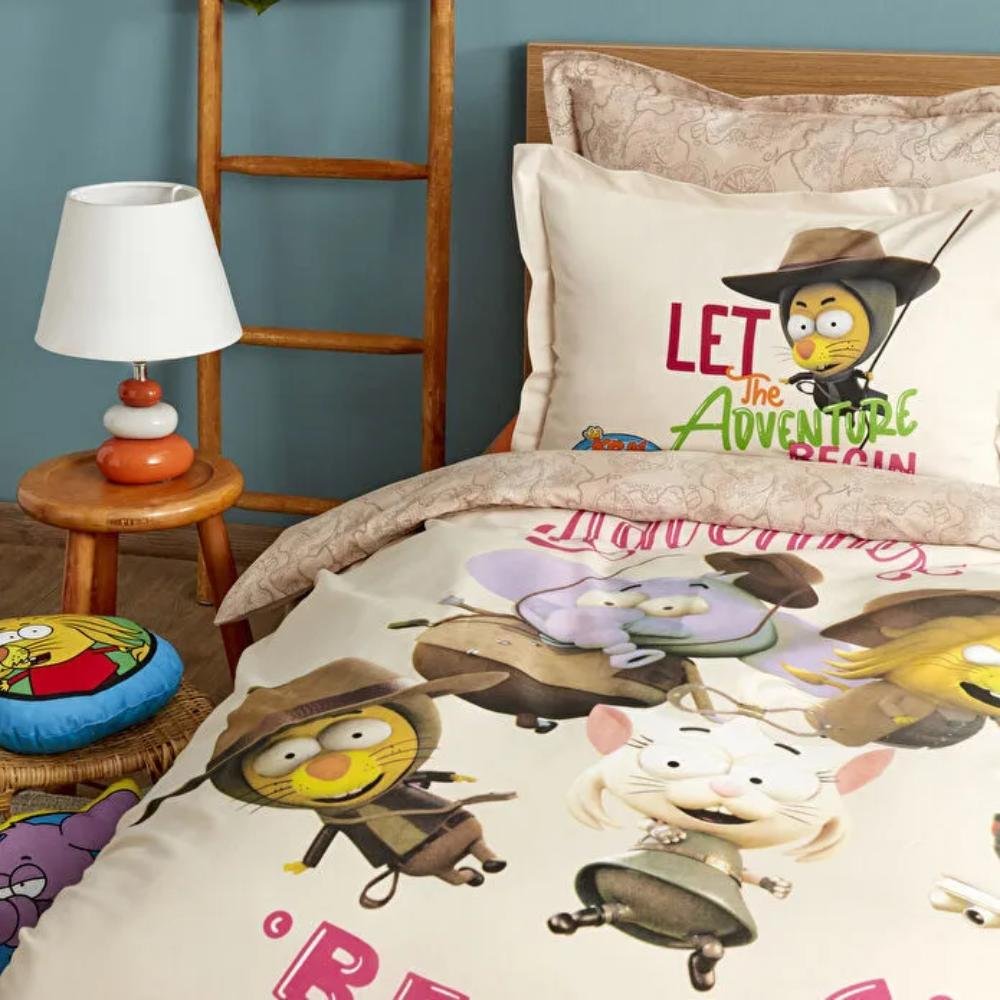 Karaca Home "Let the Adventure Begins'' 100% Cotton Single Duvet Cover Set 160x220 cm, 200.22.11.0259