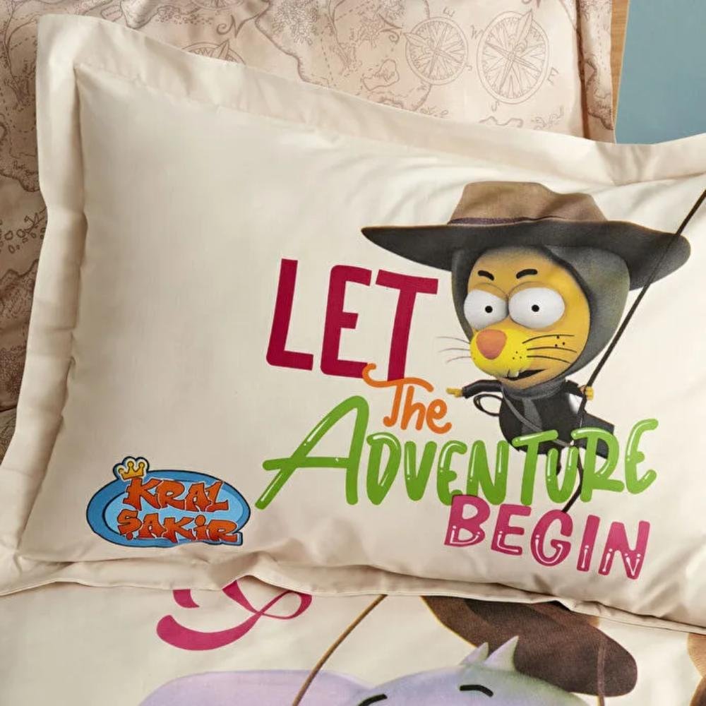 Karaca Home "Let the Adventure Begins'' 100% Cotton Single Duvet Cover Set 160x220 cm, 200.22.11.0259