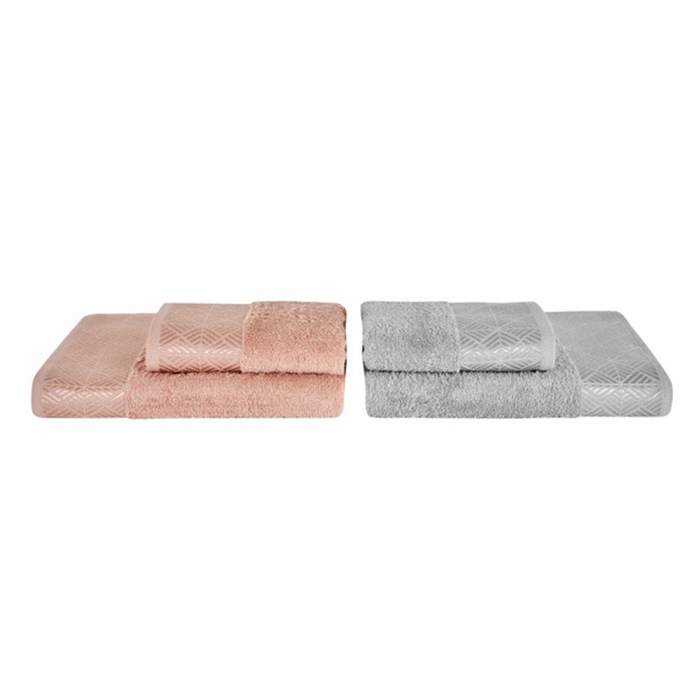 Karaca Home Lucia 4-Piece Hammam Towel Set – Powder/Grey, 200.22.14.0258