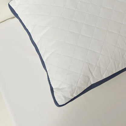 Karaca Home Air-Conditioned Quilted Pillow Protector 50x70 cm - White and Blue Frame Design, 200.22.14.0275