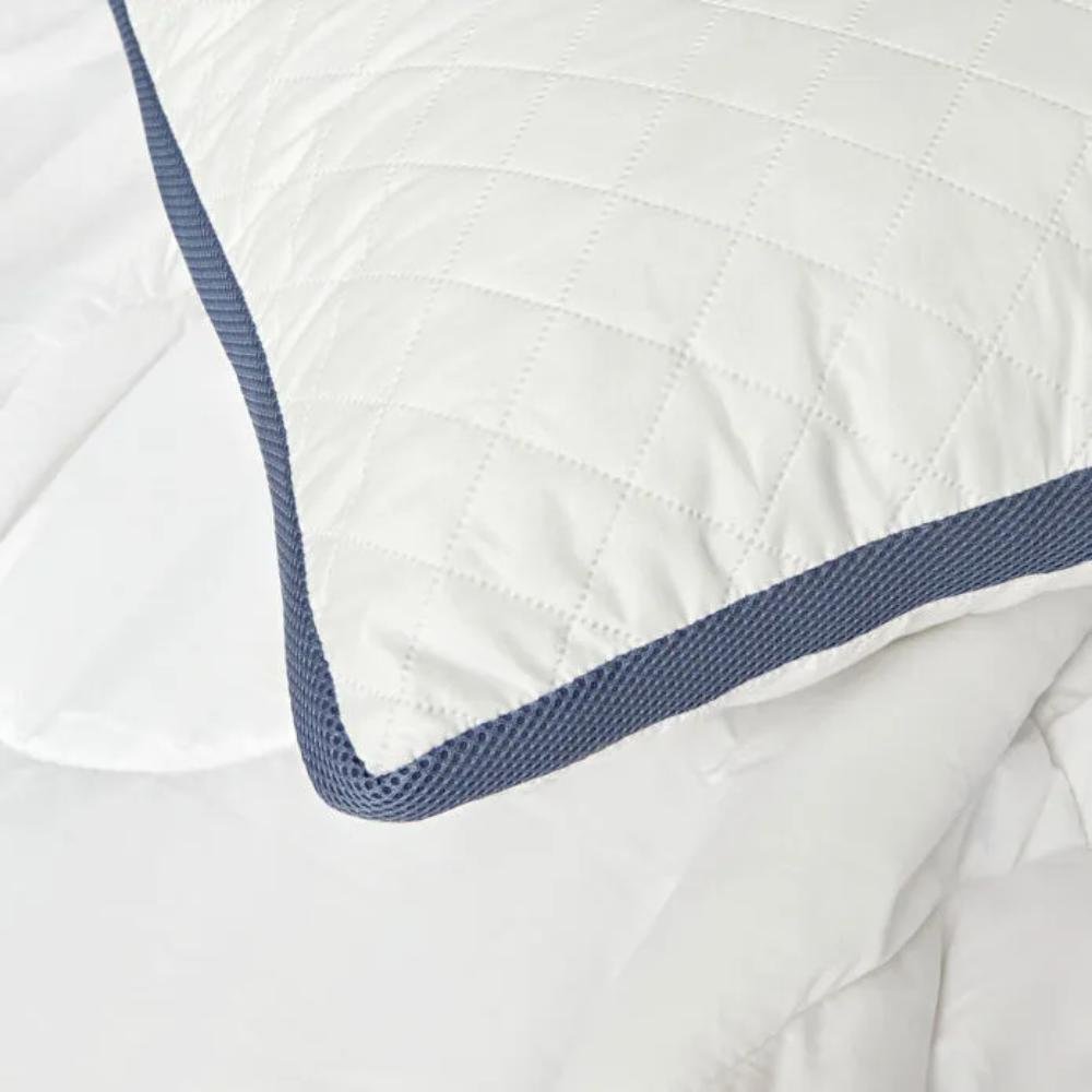 Karaca Home Air-Conditioned Quilted Pillow Protector 50x70 cm - White and Blue Frame Design, 200.22.14.0275