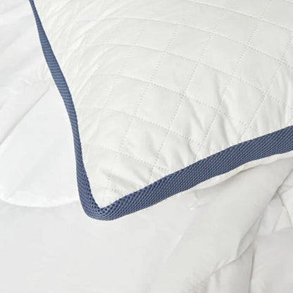 Karaca Home Air-Conditioned Quilted Pillow Protector 50x70 cm - White and Blue Frame Design, 200.22.14.0275