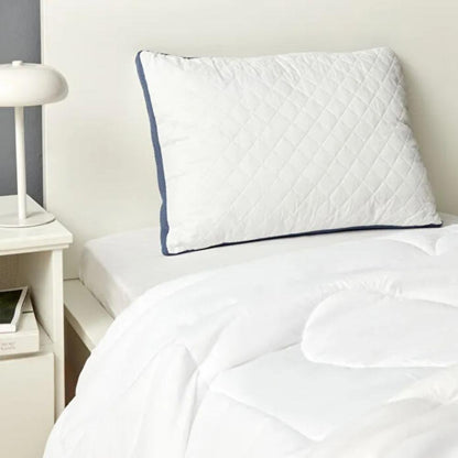 Karaca Home Air-Conditioned Quilted Pillow Protector 50x70 cm - White and Blue Frame Design, 200.22.14.0275