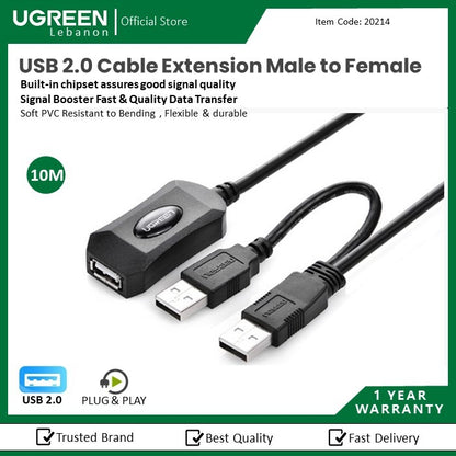 Ugreen, Usb 2.0 Cable Extension Male To Female, Built-In Chipset Assures Good Signal Quality Ugreen Us137 - 20214