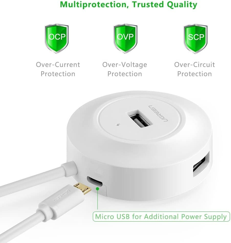 Ugreen, Usb 2.0 Hub 4 Ports, 1M Cable (Data Transfer Up To 480Mbps) Ugreen Cr106 - 20270