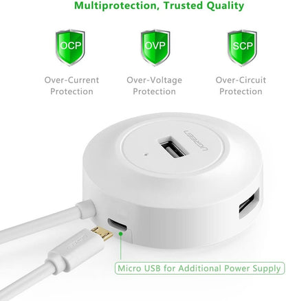 Ugreen, Usb 2.0 Hub 4 Ports, 1M Cable (Data Transfer Up To 480Mbps) Ugreen Cr106 - 20270