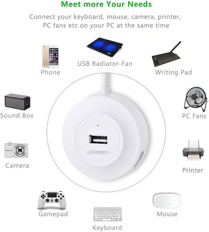 Ugreen, Usb 2.0 Hub 4 Ports, 1M Cable (Data Transfer Up To 480Mbps) Ugreen Cr106 - 20270