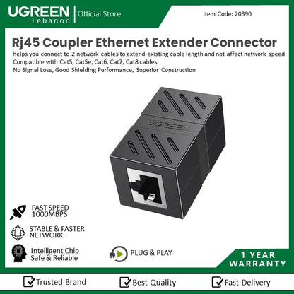 Ugreen, Rj45 Coupler Ethernet Extender Connector Ugreen Nw114 - 20390