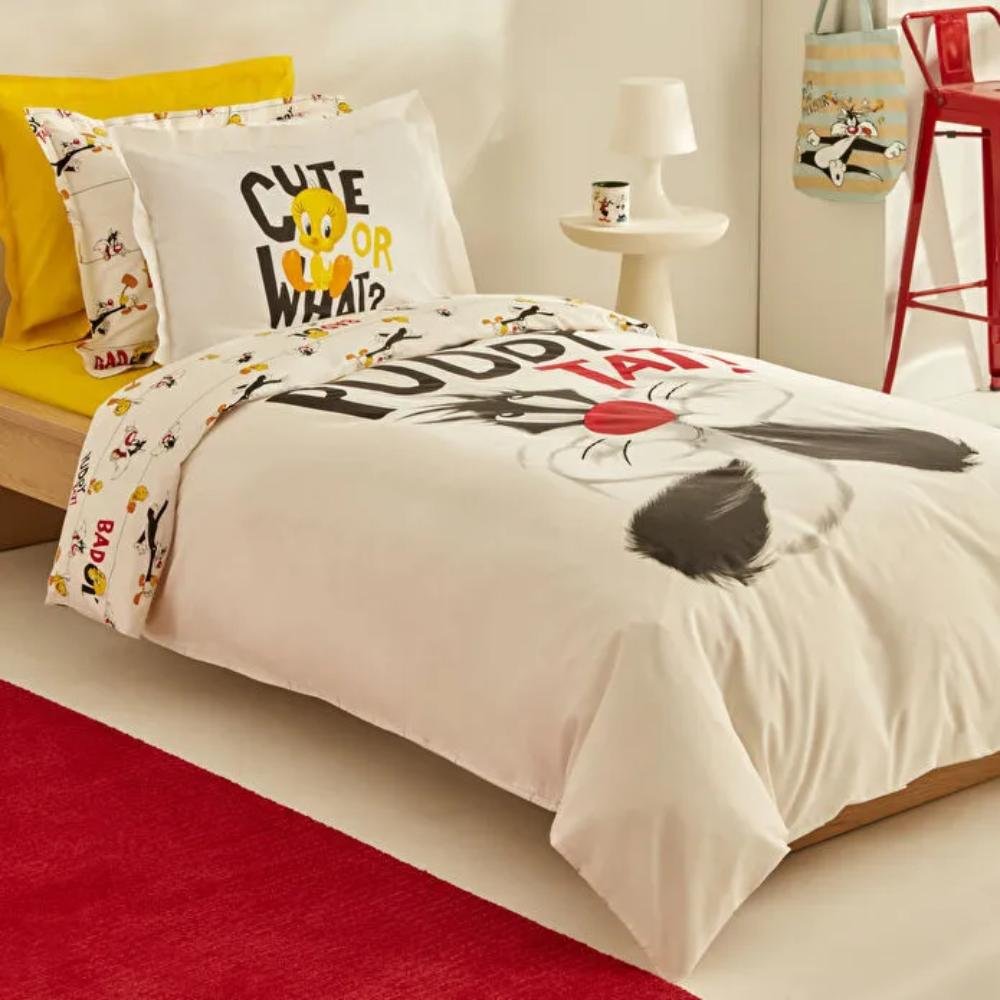 Karaca Home Looney Tunes Best Friends 100% Cotton Single Duvet Cover Set 160x220 cm , 203.12.01.0006