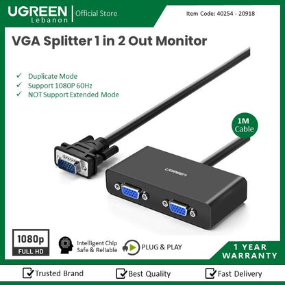 Ugreen, Vga Splitter 1 In 2 Out Monitor Ugreen 40254- 20918