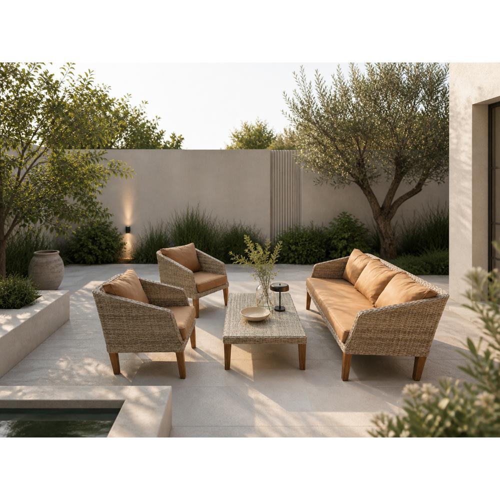 Ralph Outdoor Sofa Set (3-Seater + 2 Single Chairs) with Table, 210047