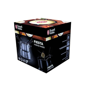 Russell Hobs Fiesta Fondue Maker Stainless Steel 2L Dishwasher Safe Bowl 6 Fondue Forks 1200W, 22560-56