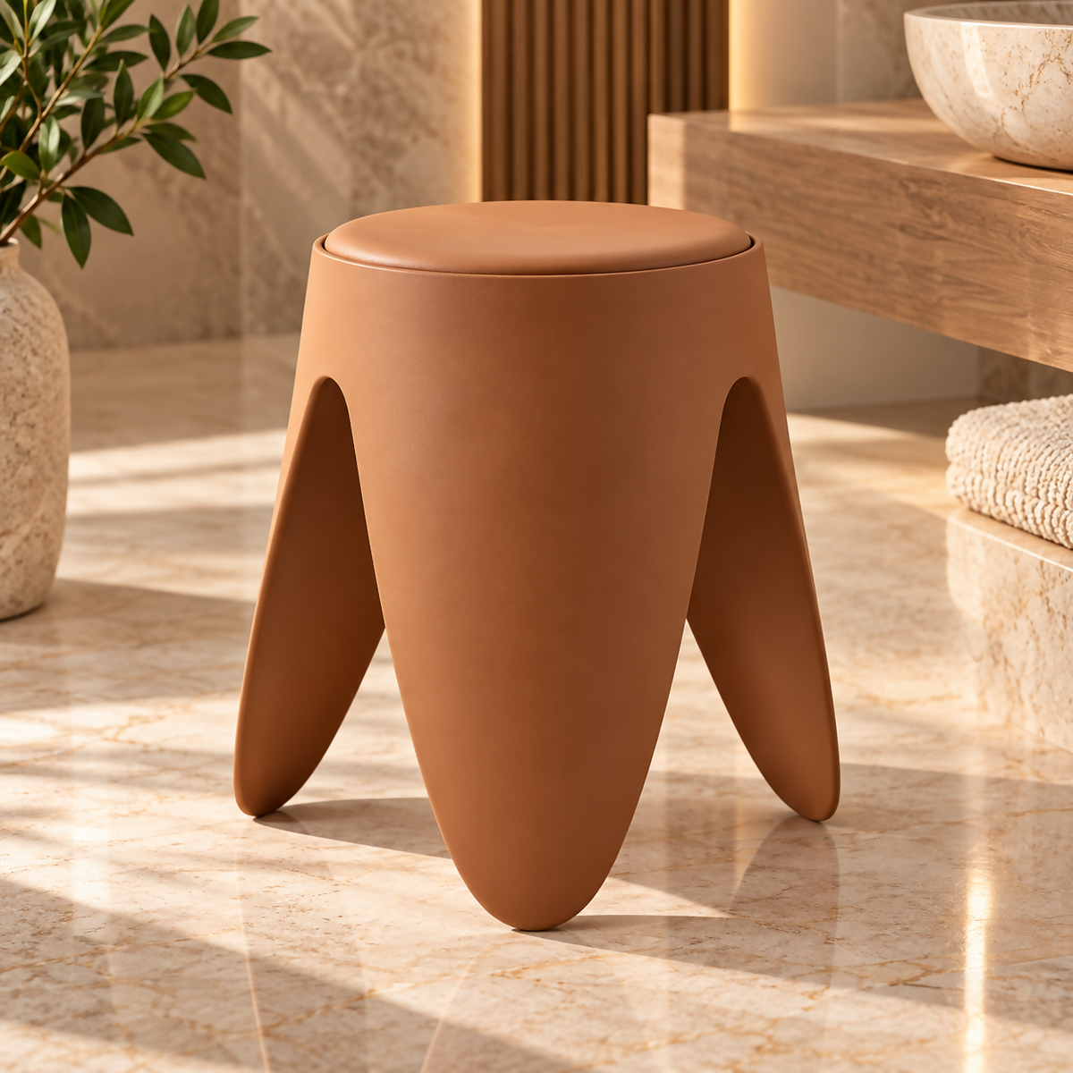 ARCO – 3-Legged Terracotta Sculptural Stool | HKA61-68NT