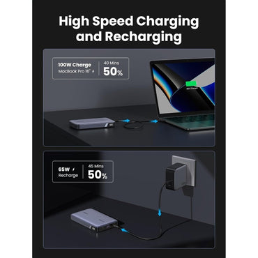 Ugreen, 100W Output Portable Power Bank Charger Compatible With Laptops, Macbook Pro/Air, Iphone, Samsung Ugreen Pb207 - 25188