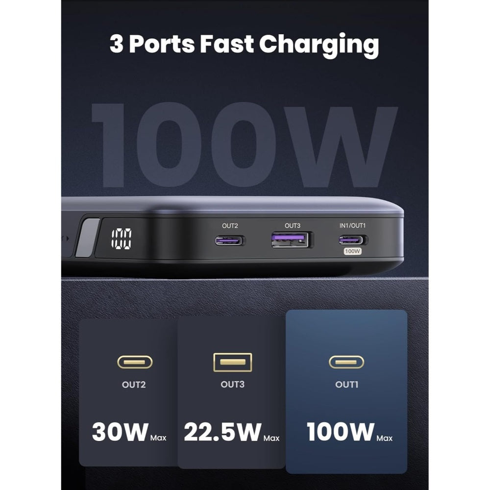 Ugreen, 100W Output Portable Power Bank Charger Compatible With Laptops, Macbook Pro/Air, Iphone, Samsung Ugreen Pb207 - 25188